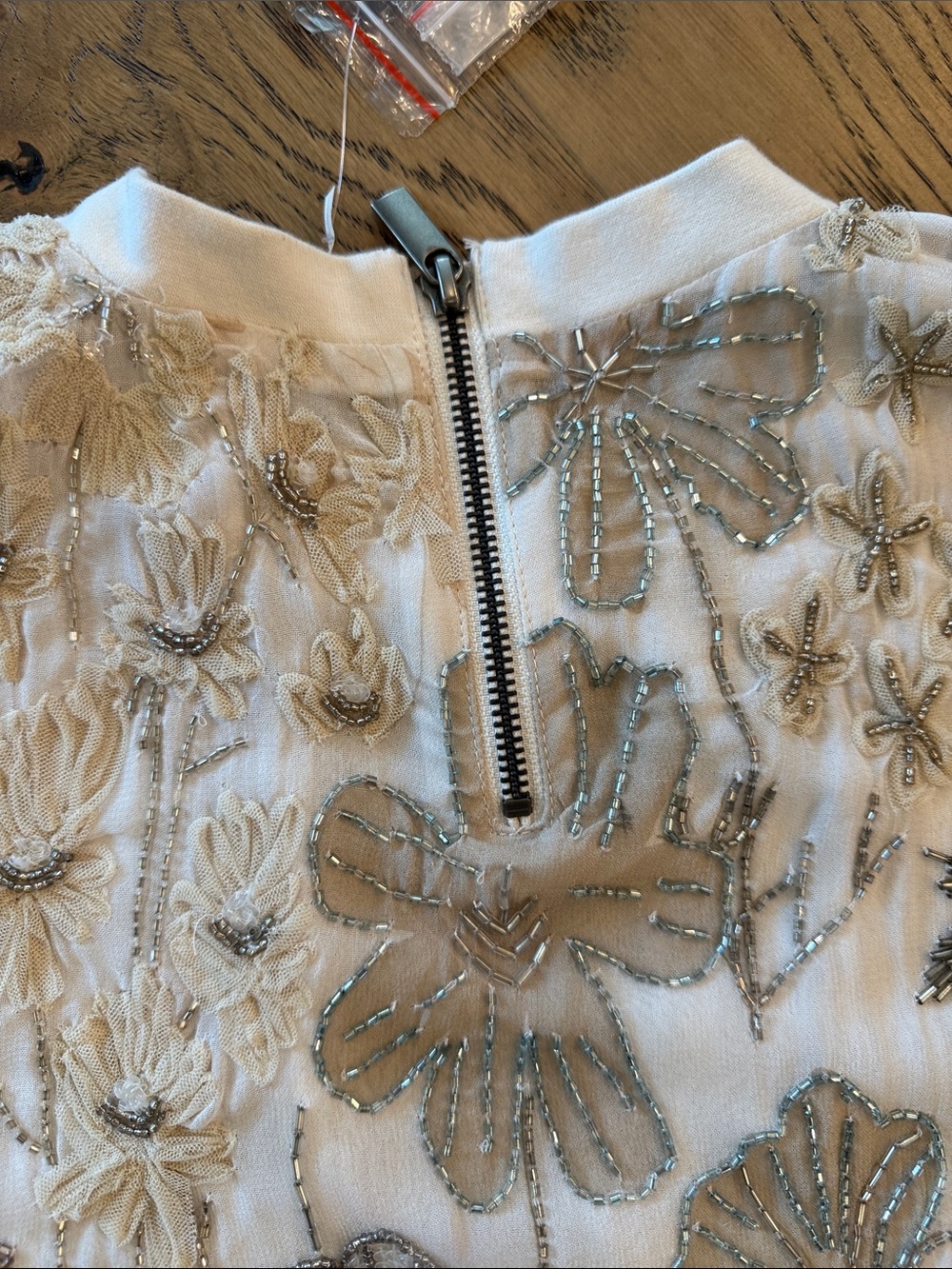 Free People White Short Sleeve Sequin Floral Top - Picture 13 of 13